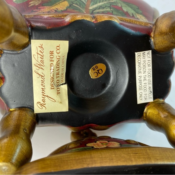 Raymond Waites Rare Vintage Ceramic Canister with Lid Ornate Gold Red With Label - Picture 9 of 9